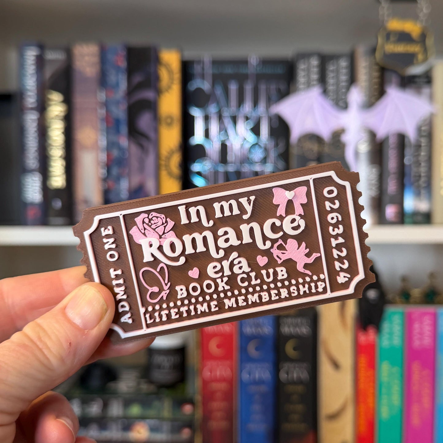 In My Romance Era Book Club Ticket Bookshelf Sitter