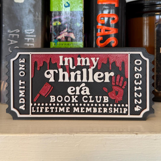 In My Thriller Era Book Club Ticket Bookshelf Sitter