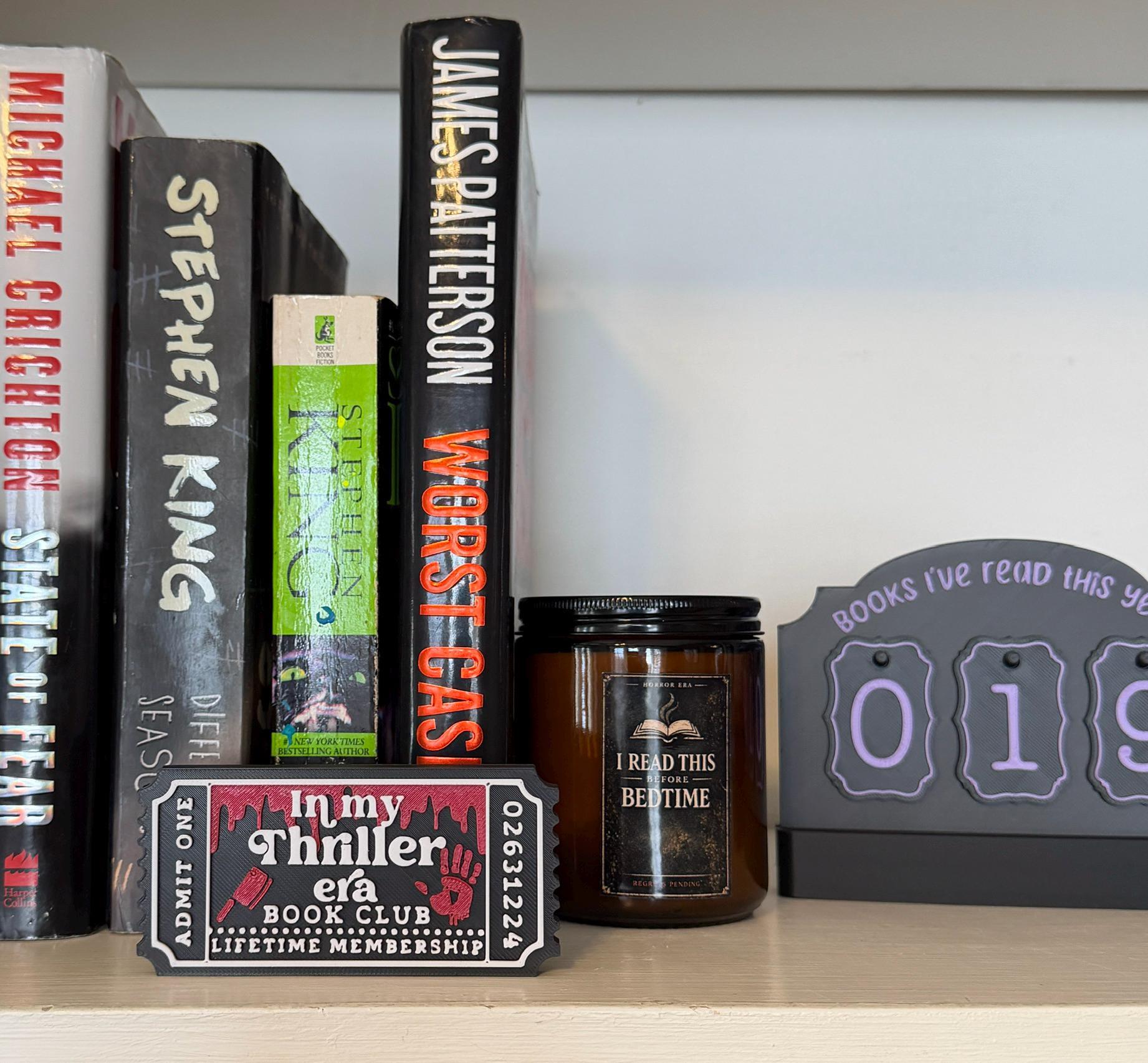 In My Thriller Era Book Club Ticket Bookshelf Sitter