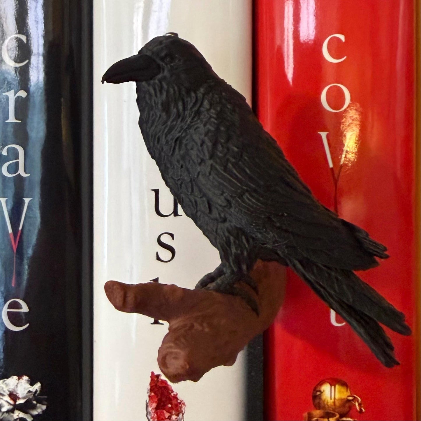 Raven on a Branch Bookshelf Decoration Spine Hugger