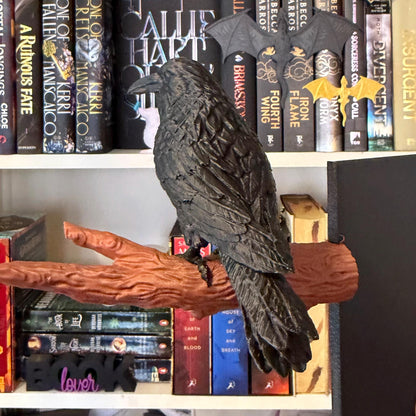 Raven on a Branch Bookshelf Decoration Spine Hugger