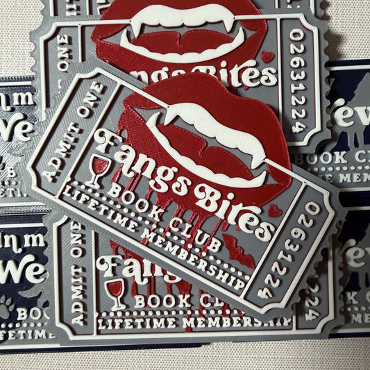 Fangs Bites Book Club Ticket Bookshelf Sitter