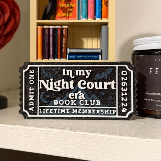 In My Night Court Era Book Club Ticket Bookshelf Sitter | ACOTAR Inspired