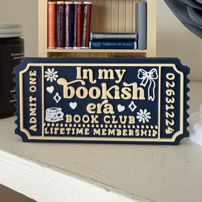 In My Bookish Era Book Club Ticket Bookshelf Sitter