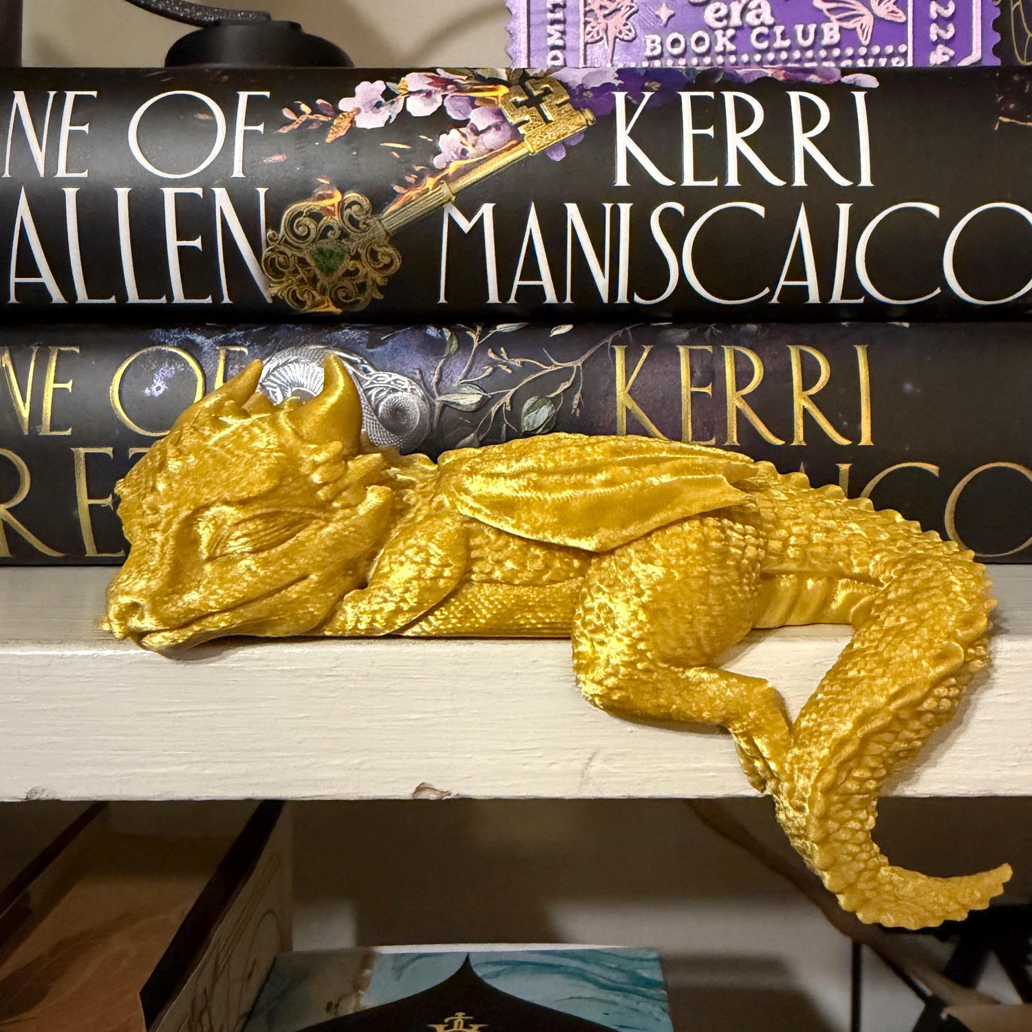 Sleeping Baby Dragon Perchling | Fantasy Bookshelf Decor