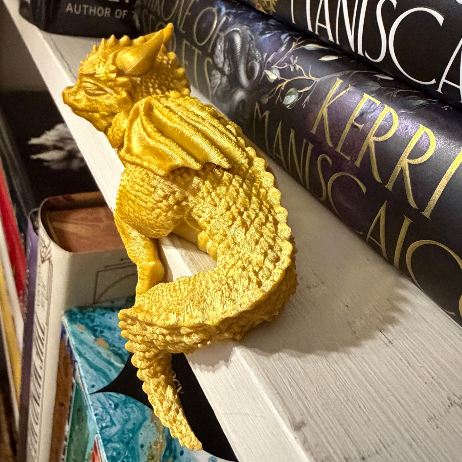 Sleeping Baby Dragon Perchling | Fantasy Bookshelf Decor