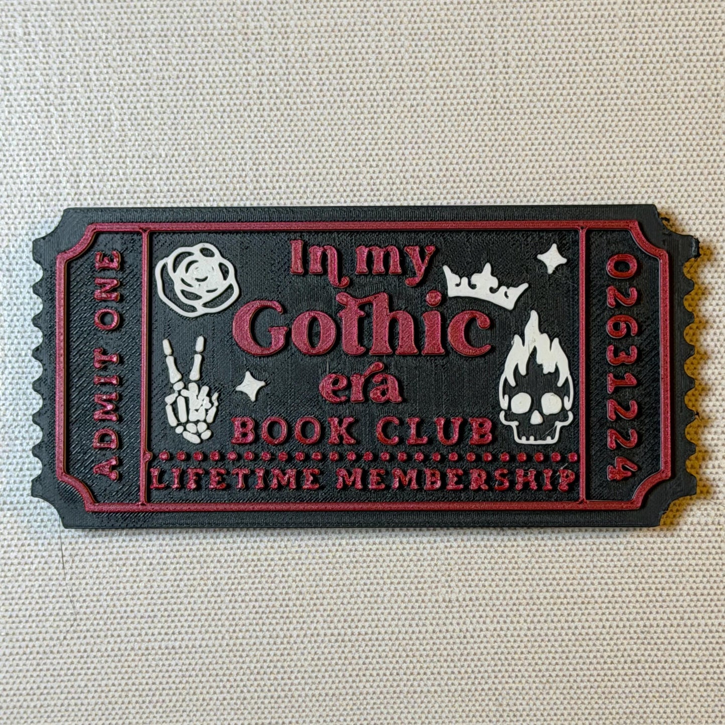 In My Gothic Era Book Club Ticket Bookshelf Sitter