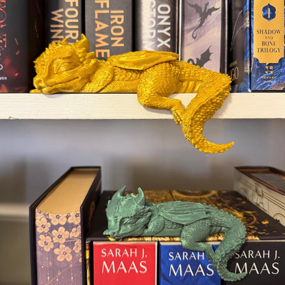 Sleeping Baby Dragon Perchling | Fantasy Bookshelf Decor