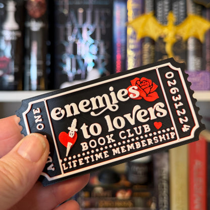 Enemies to Lovers Book Club Ticket Bookshelf Sitter