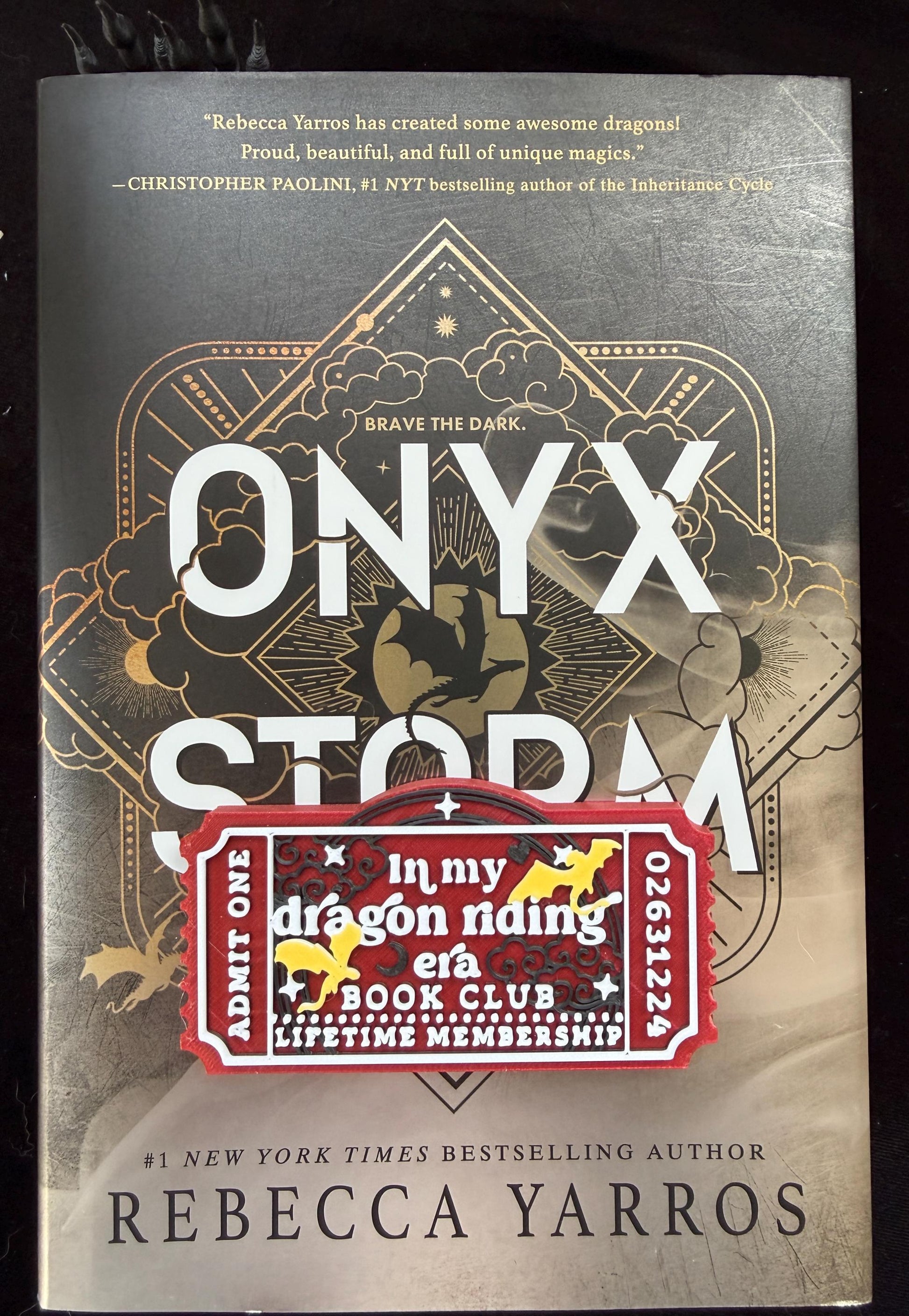 In My Dragon Riding Era Book Club Ticket Bookshelf Sitter
