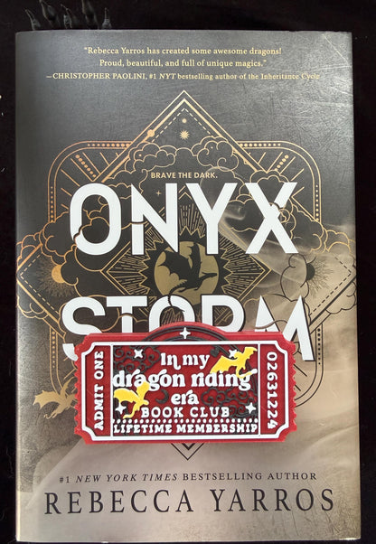 In My Dragon Riding Era Book Club Ticket Bookshelf Sitter