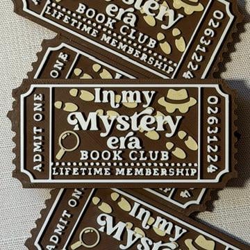 In My Mystery Era Book Club Ticket Bookshelf Sitter