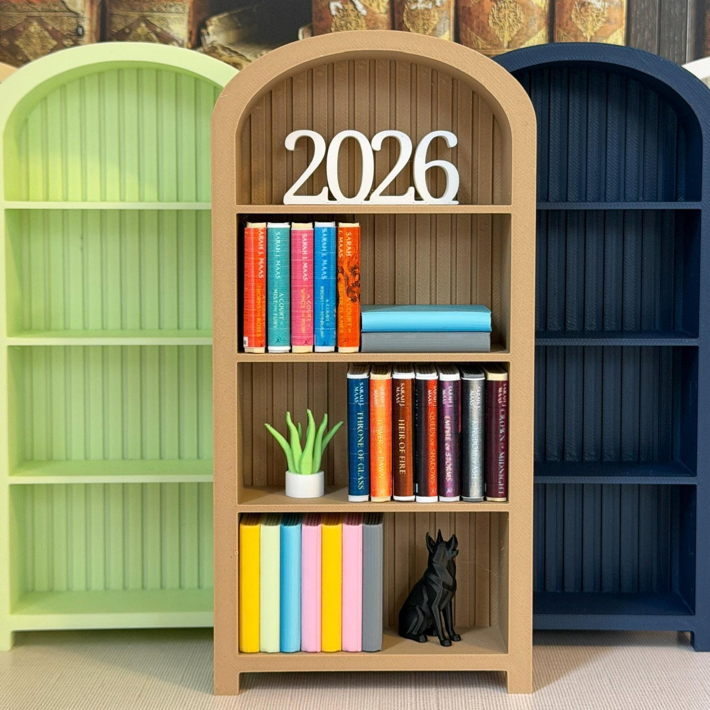Miniature Arched Bookcase Book Tracker