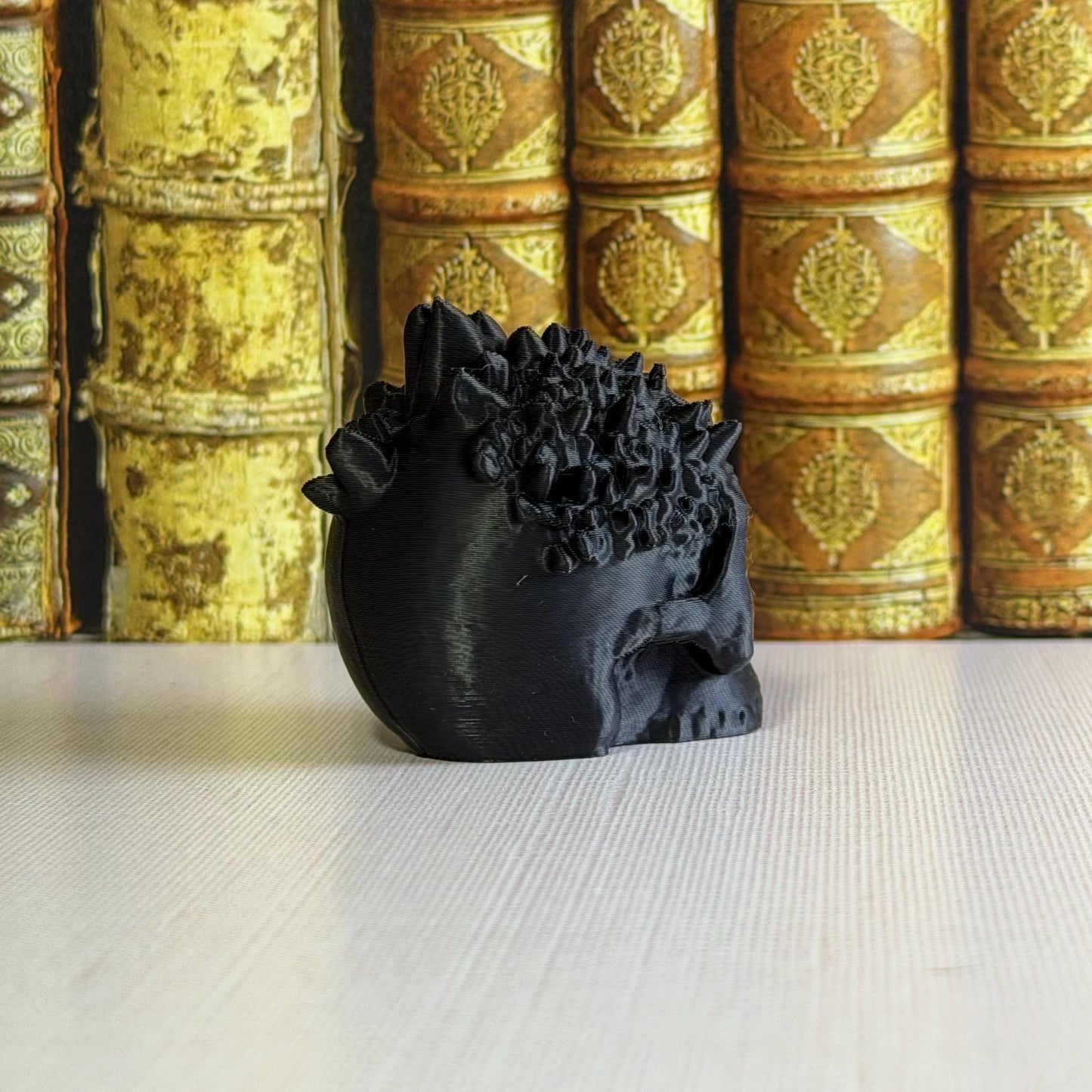 Black Crystal Skull Shelf Decor 3d printed - gothic witchy bookshelf home decor