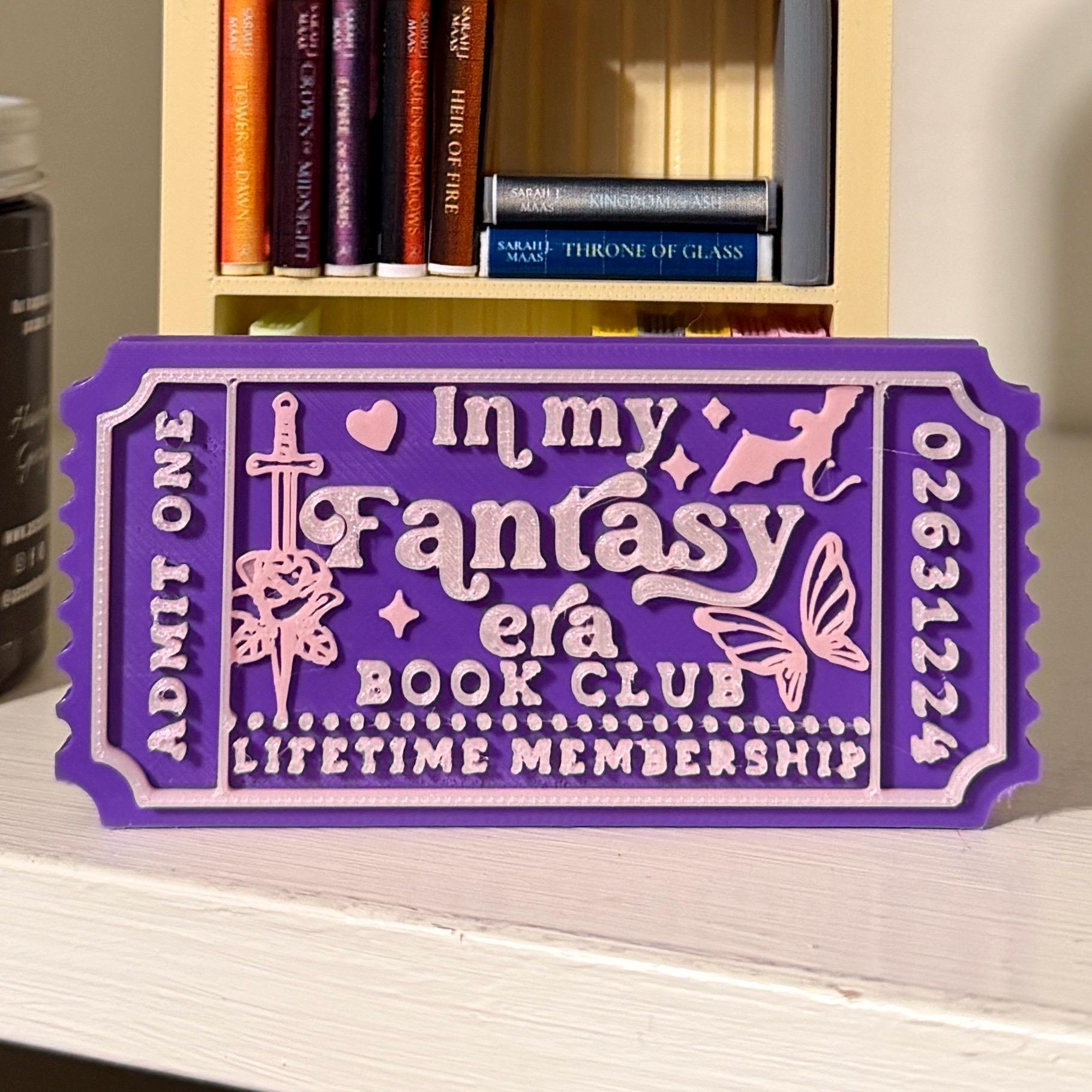 In My Fantasy Era Book Club Ticket Bookshelf Sitter