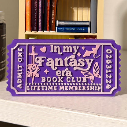 In My Fantasy Era Book Club Ticket Bookshelf Sitter