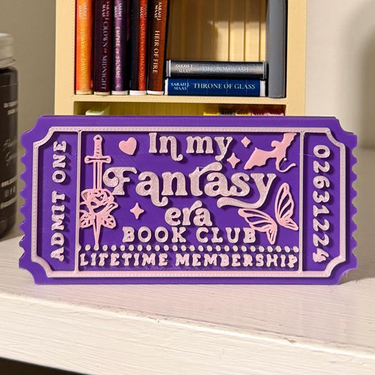 In My Fantasy Era Book Club Ticket Bookshelf Sitter
