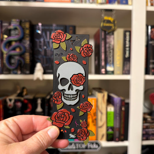Gothic Skull And Roses Bookmark
