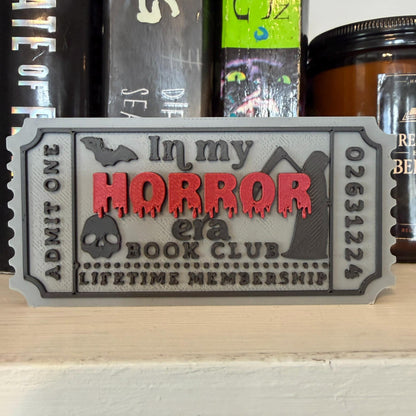 In My Horror Era Book Club Ticket Bookshelf Sitter