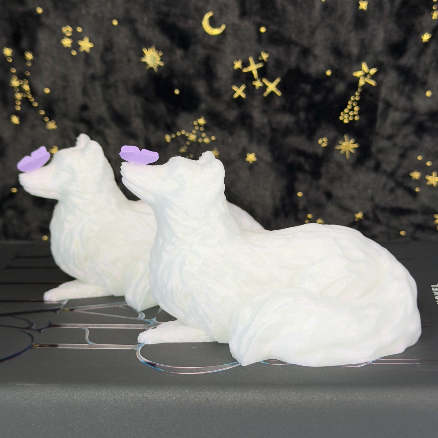 Arctic Fox with Butterfly Shelf Sitter | Fantasy Bookshelf Decor | Cottagecore Gift