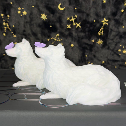 Arctic Fox with Butterfly Shelf Sitter | Fantasy Bookshelf Decor | Cottagecore Gift