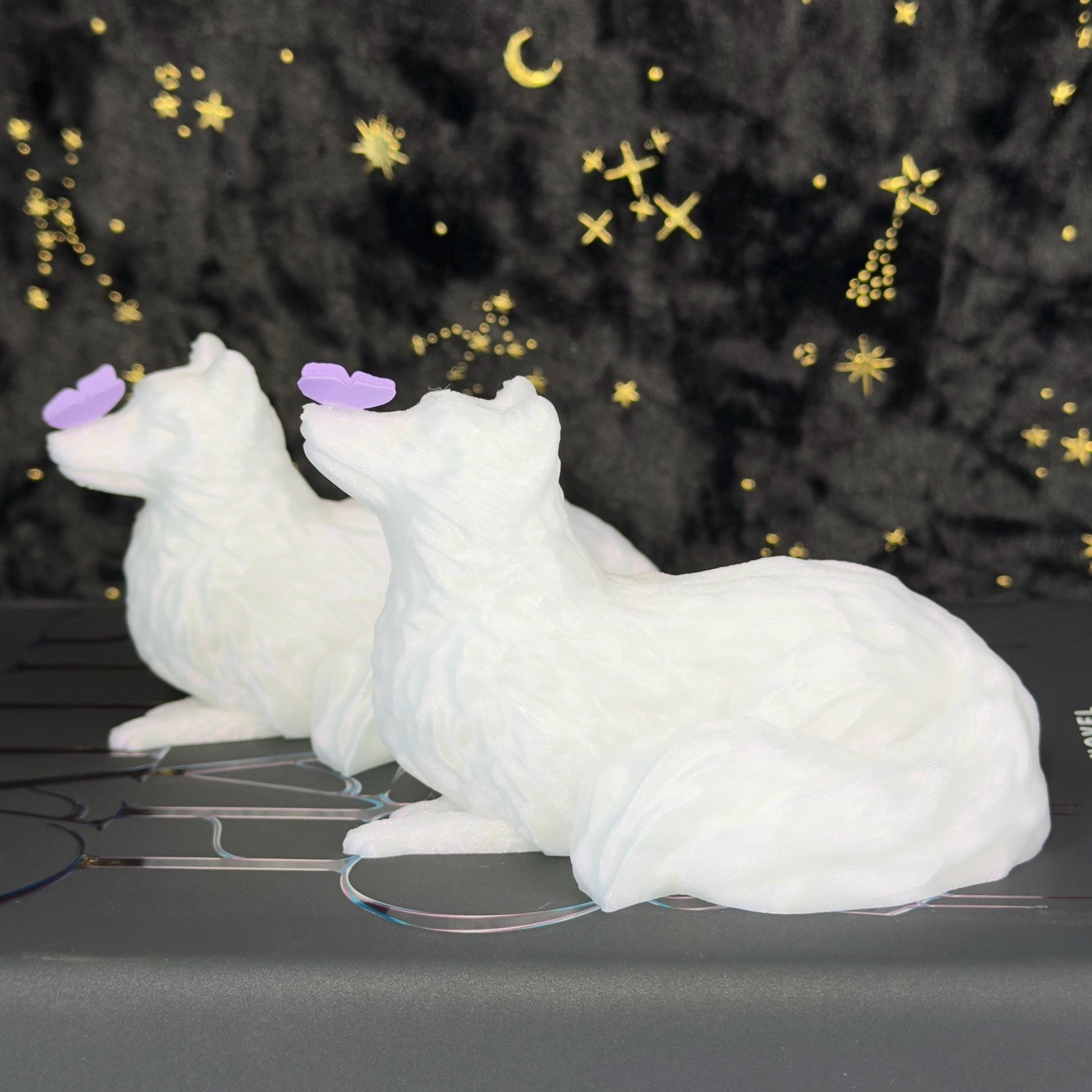 Arctic Fox with Butterfly Shelf Sitter | Fantasy Bookshelf Decor | Cottagecore Gift