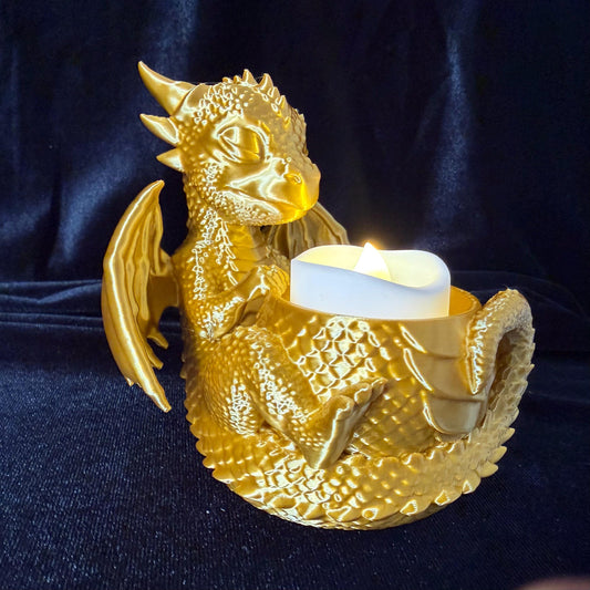 Baby Dragon Tealight (Large) and Ring Holder (Small) | Fantasy Bookshelf Decor