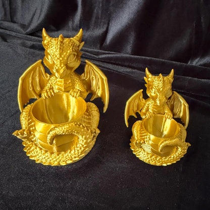Baby Dragon Tealight (Large) and Ring Holder (Small) | Fantasy Bookshelf Decor