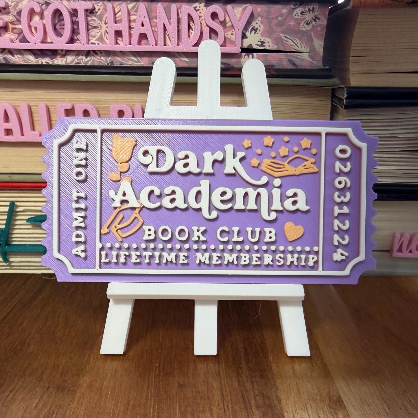 Dark Academia Book Club Ticket | Gothic Library Decor | 3D Printed Shelf Sitter