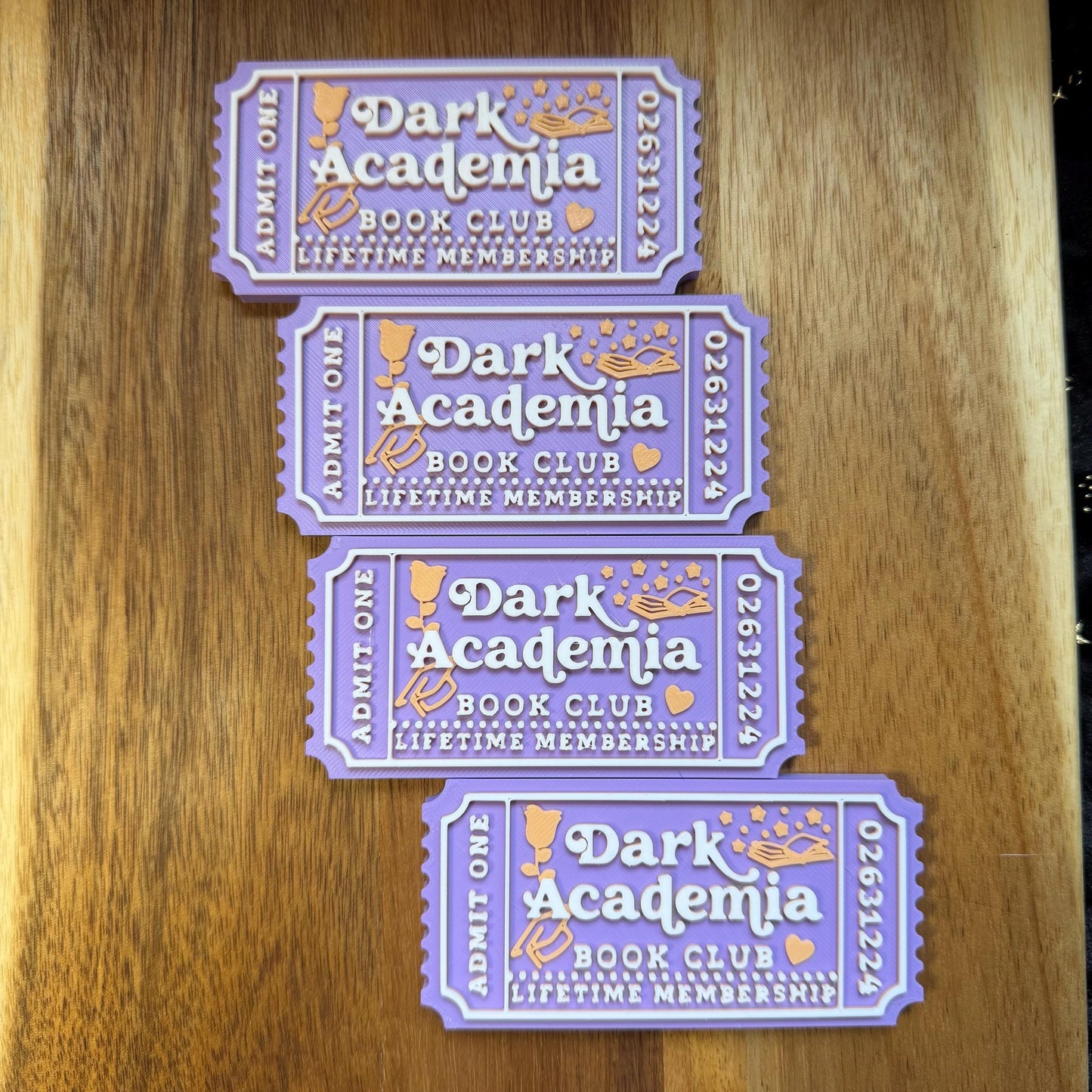 Dark Academia Book Club Ticket | Gothic Library Decor | 3D Printed Shelf Sitter