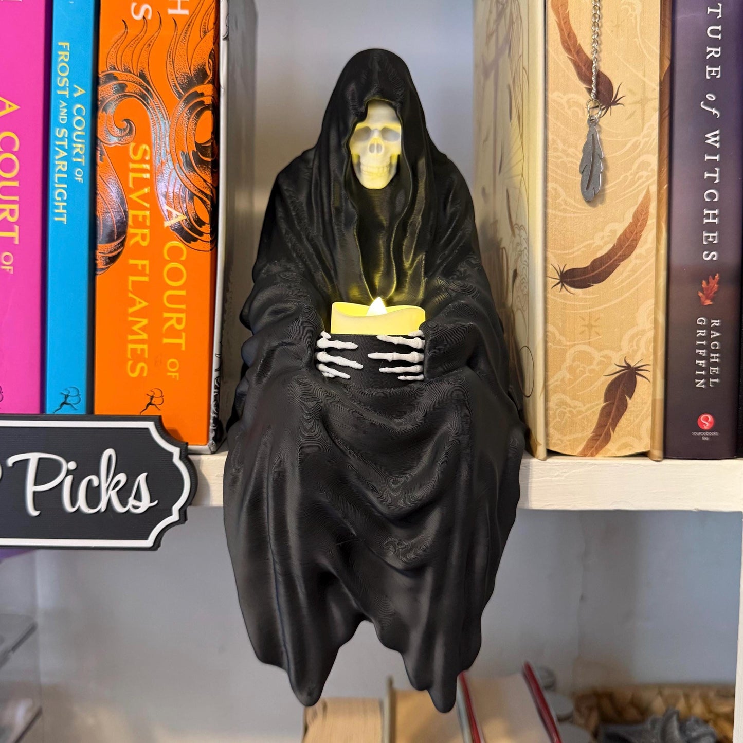 Suriel Tealight Holder XL | Shelf Sitter Perchling | Grim Reaper | Romantasy Bookshelf Decor