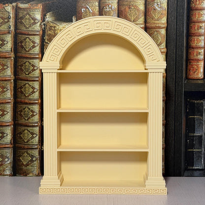 Arched Greek Key Bookcase | Miniature Book Tracker | Classical Library Decor