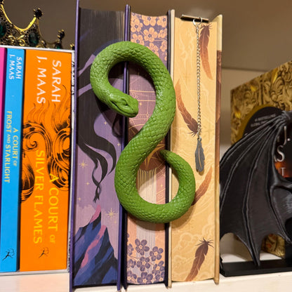 Snake Book Spine Hugger Shelf Decor | Dark Fantasy Library Accessory | Magnetic Serpent Art