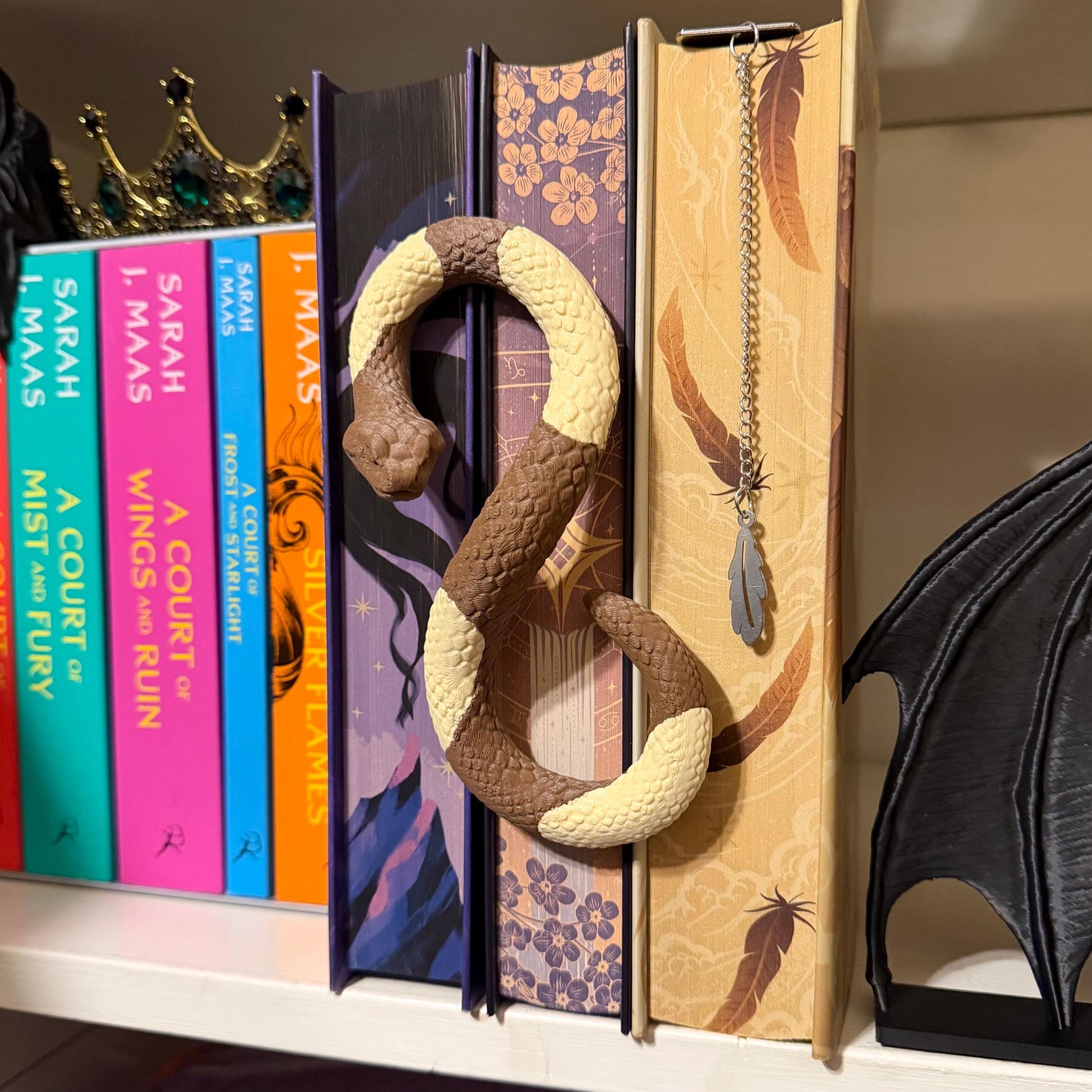 Snake Book Spine Hugger Shelf Decor | Dark Fantasy Library Accessory | Magnetic Serpent Art