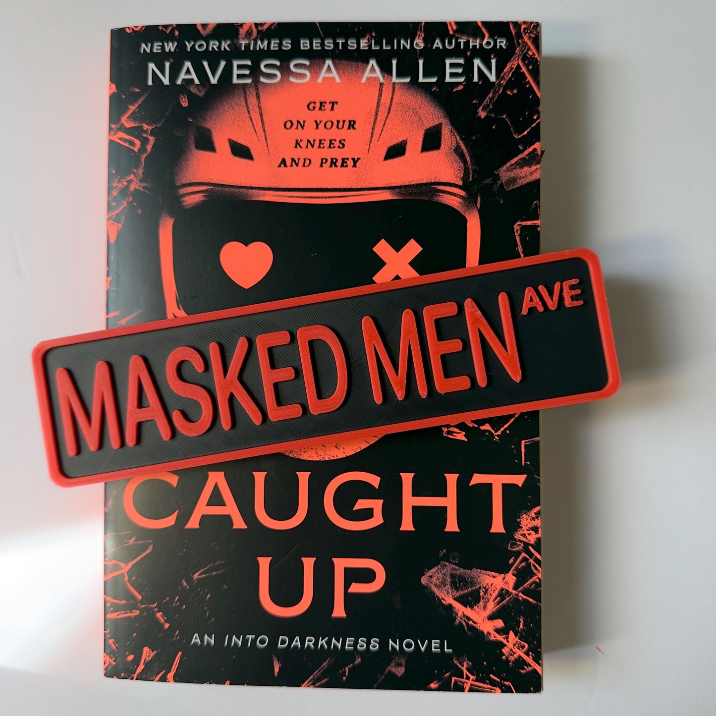 Masked Men Ave Street Sign Shelf Sitter | Dark Romance Bookshelf Decor | Booktok Desk Nameplate