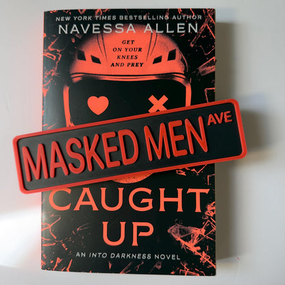 Masked Men Ave Street Sign Shelf Sitter | Dark Romance Bookshelf Decor | Booktok Desk Nameplate