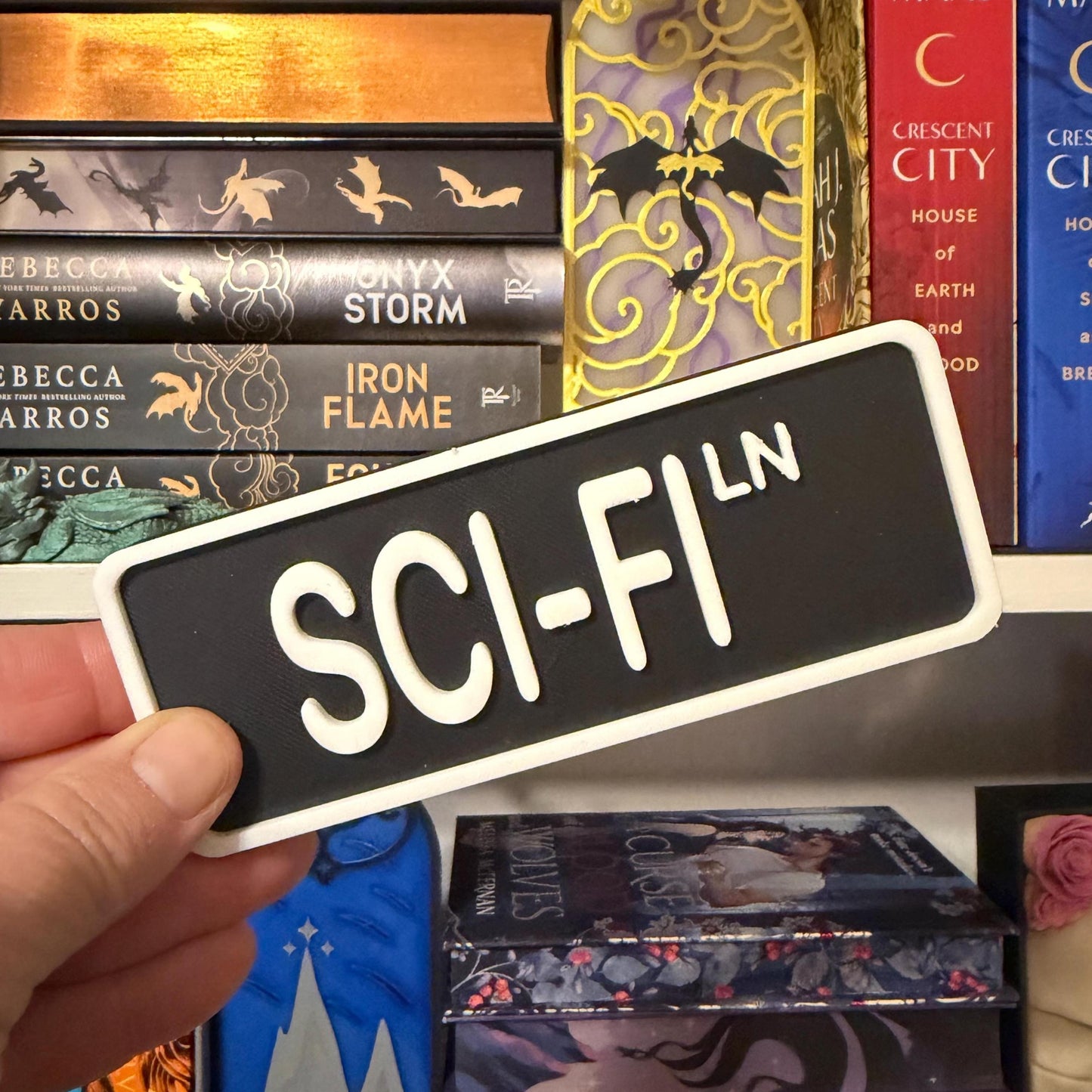 Sci Fi Ln Street Sign Shelf Sitter | Science Fiction Bookshelf Decor | Bookish Desk Nameplate