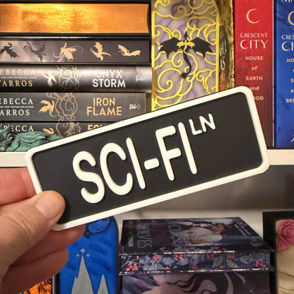 Sci Fi Ln Street Sign Shelf Sitter | Science Fiction Bookshelf Decor | Bookish Desk Nameplate