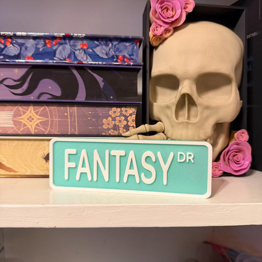 Fantasy Dr Street Sign Shelf Sitter | Epic Fantasy Bookshelf Decor | Bookish Desk Nameplate