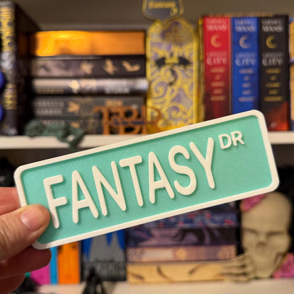 Fantasy Dr Street Sign Shelf Sitter | Epic Fantasy Bookshelf Decor | Bookish Desk Nameplate