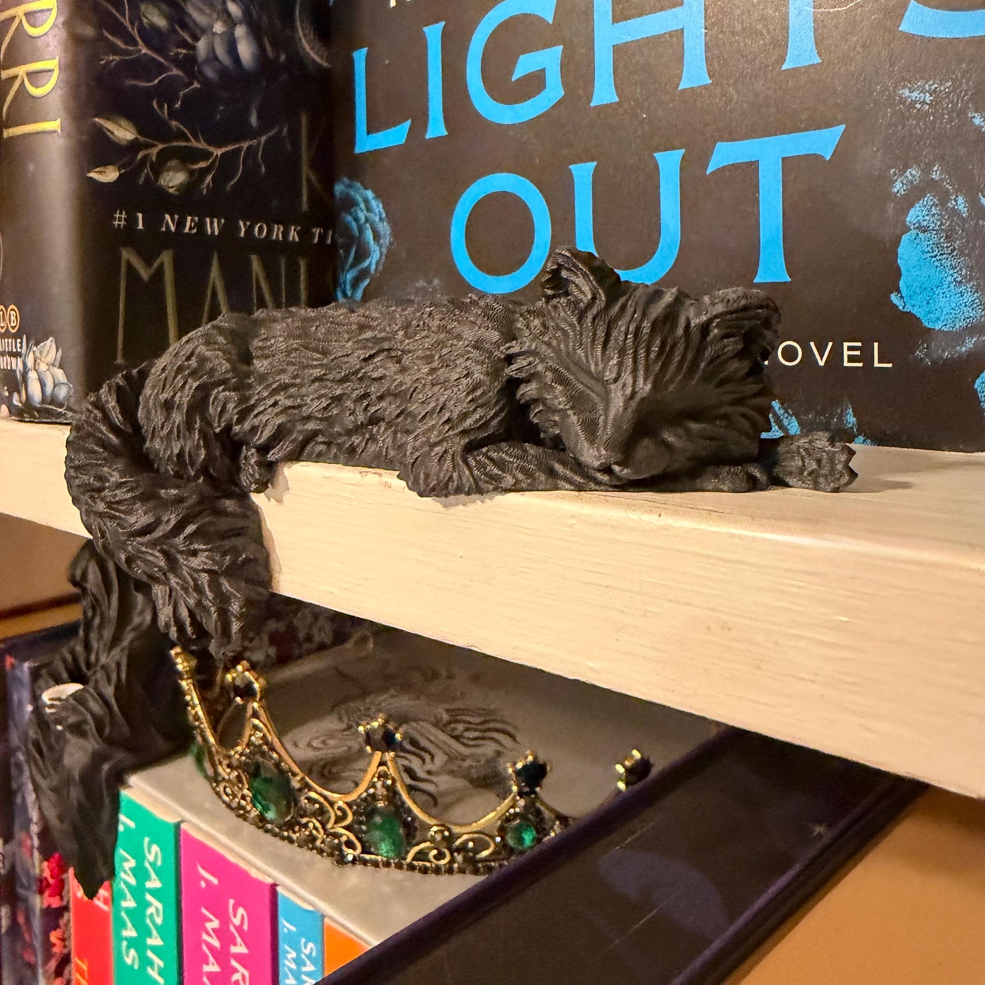 Sleeping Cat Perchling Shelf Sitter | Witch Familiar Library Decor | Bookish Pet