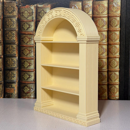 Arched Greek Key Bookcase | Miniature Book Tracker | Classical Library Decor