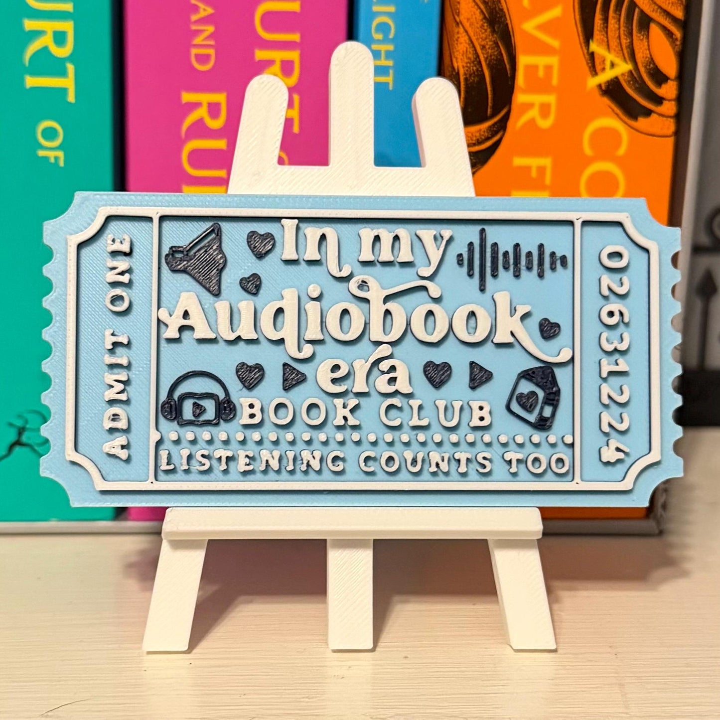 In My Audiobook Era Book Club Ticket Bookshelf Sitter