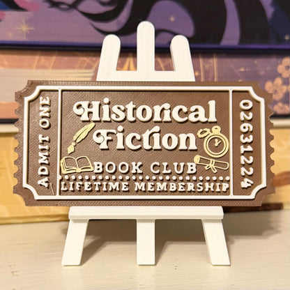 Historical Fiction Book Club Ticket Bookshelf Sitter