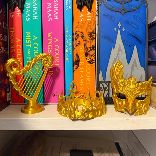 ACOTAR Inspired Dread Trove Decor | Mask, Crown, and Harp | Night Court Bookshelf