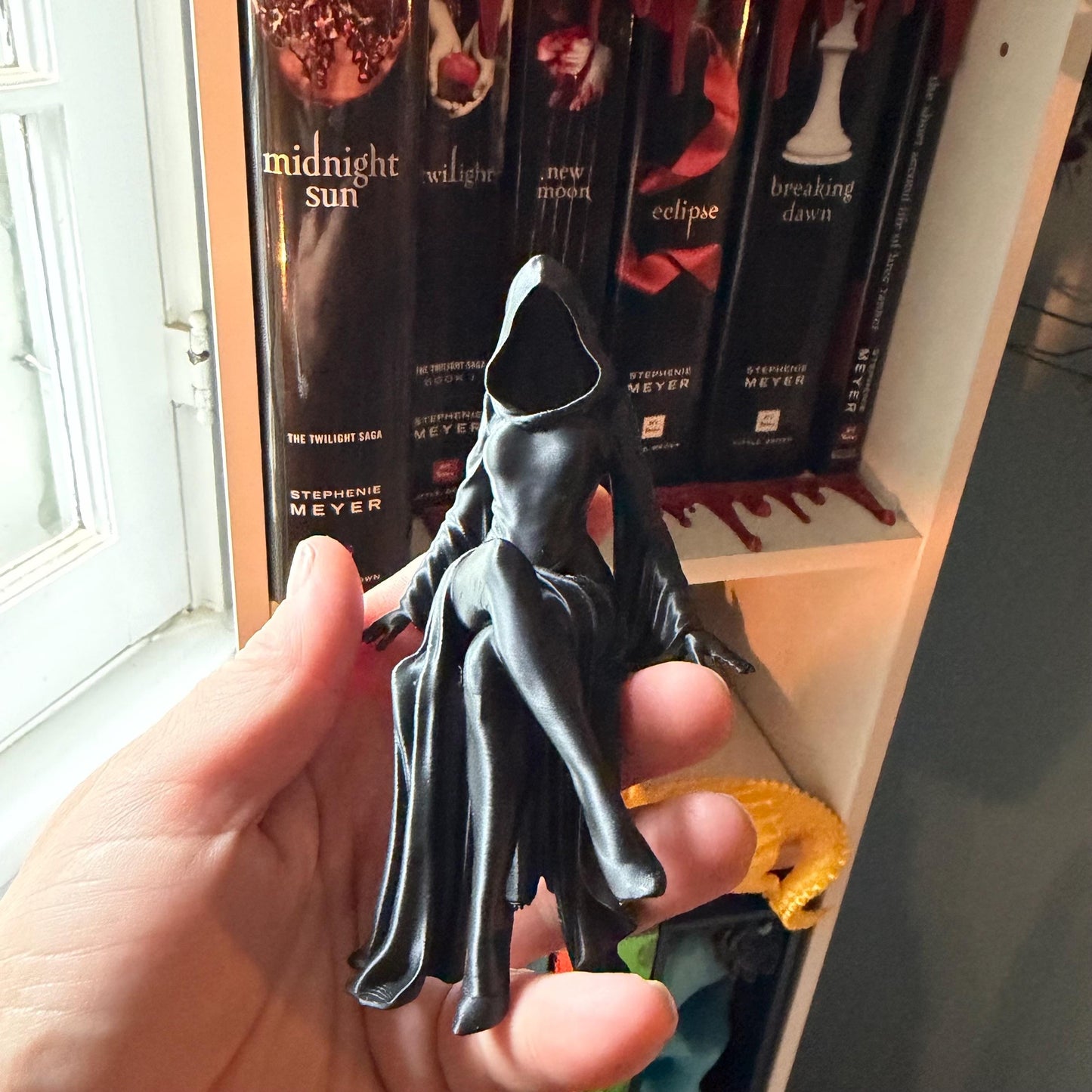 Gothic Female Grim Shelf Sitter | Dark Fantasy Bookshelf Decor