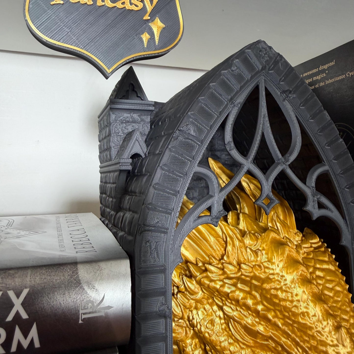 Dragon Book Nook | Fantasy Bookshelf Decor | Romantasy Library Insert