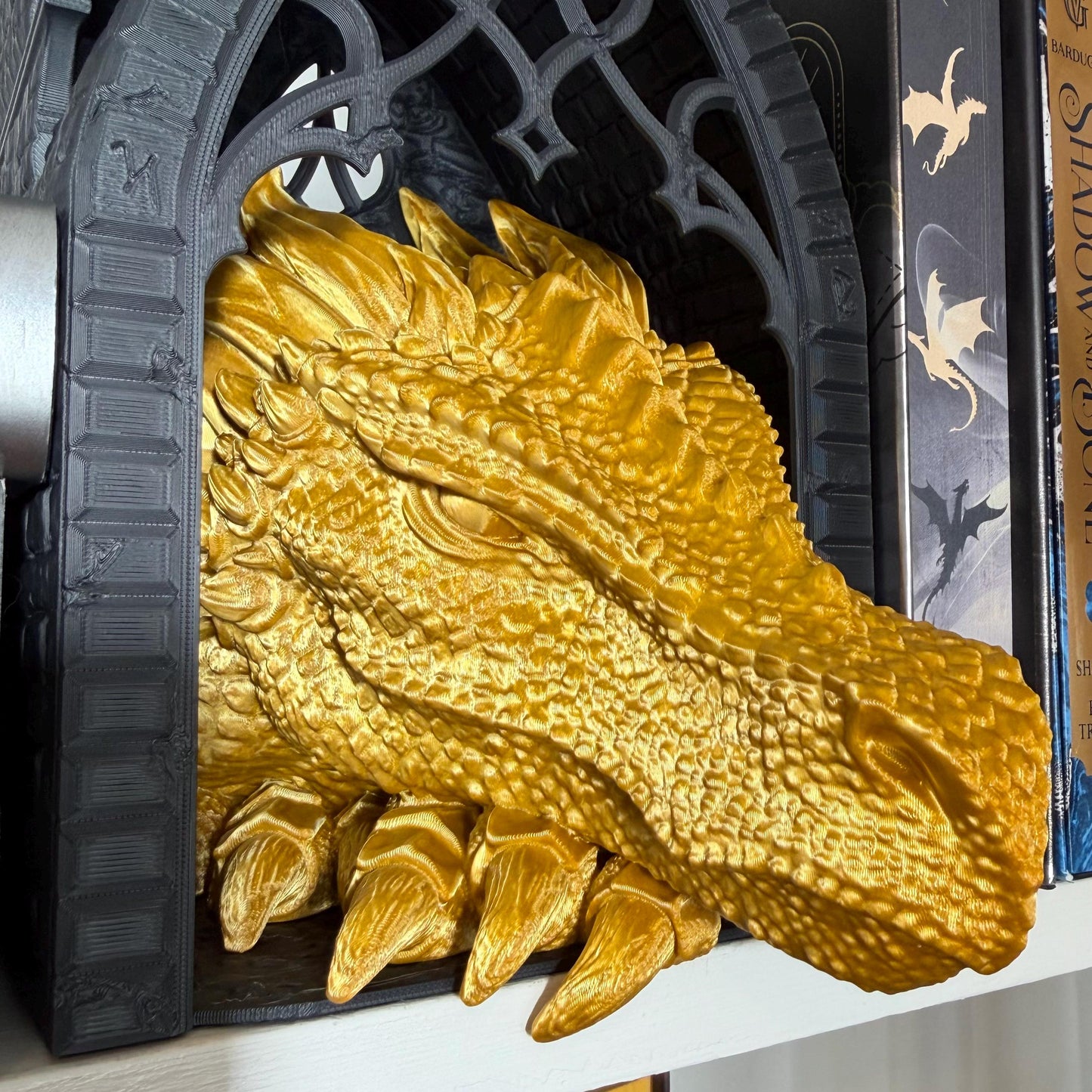 Dragon Book Nook | Fantasy Bookshelf Decor | Romantasy Library Insert