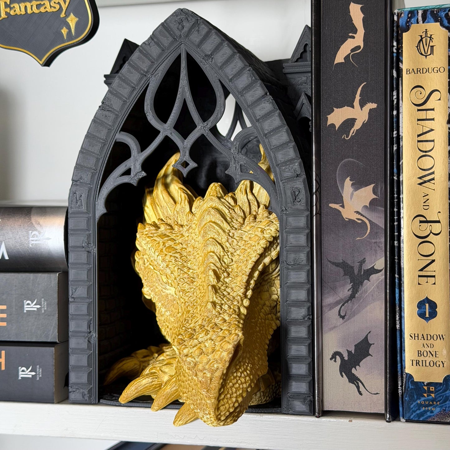 Dragon Book Nook | Fantasy Bookshelf Decor | Romantasy Library Insert