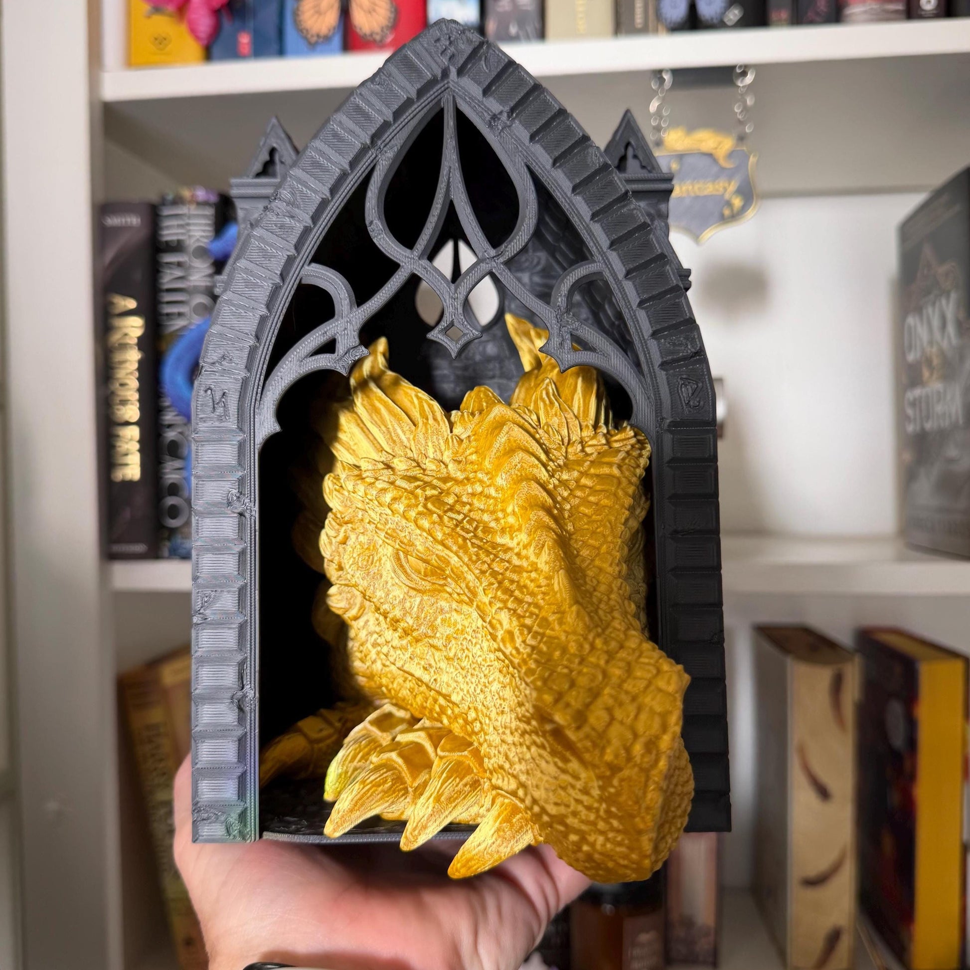 Dragon Book Nook | Fantasy Bookshelf Decor | Romantasy Library Insert
